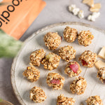 Apple Popcorn Balls recipe. Crunchy, fruity and healthy - the perfect snack to take on the go or enjoy guilt-free anytime!