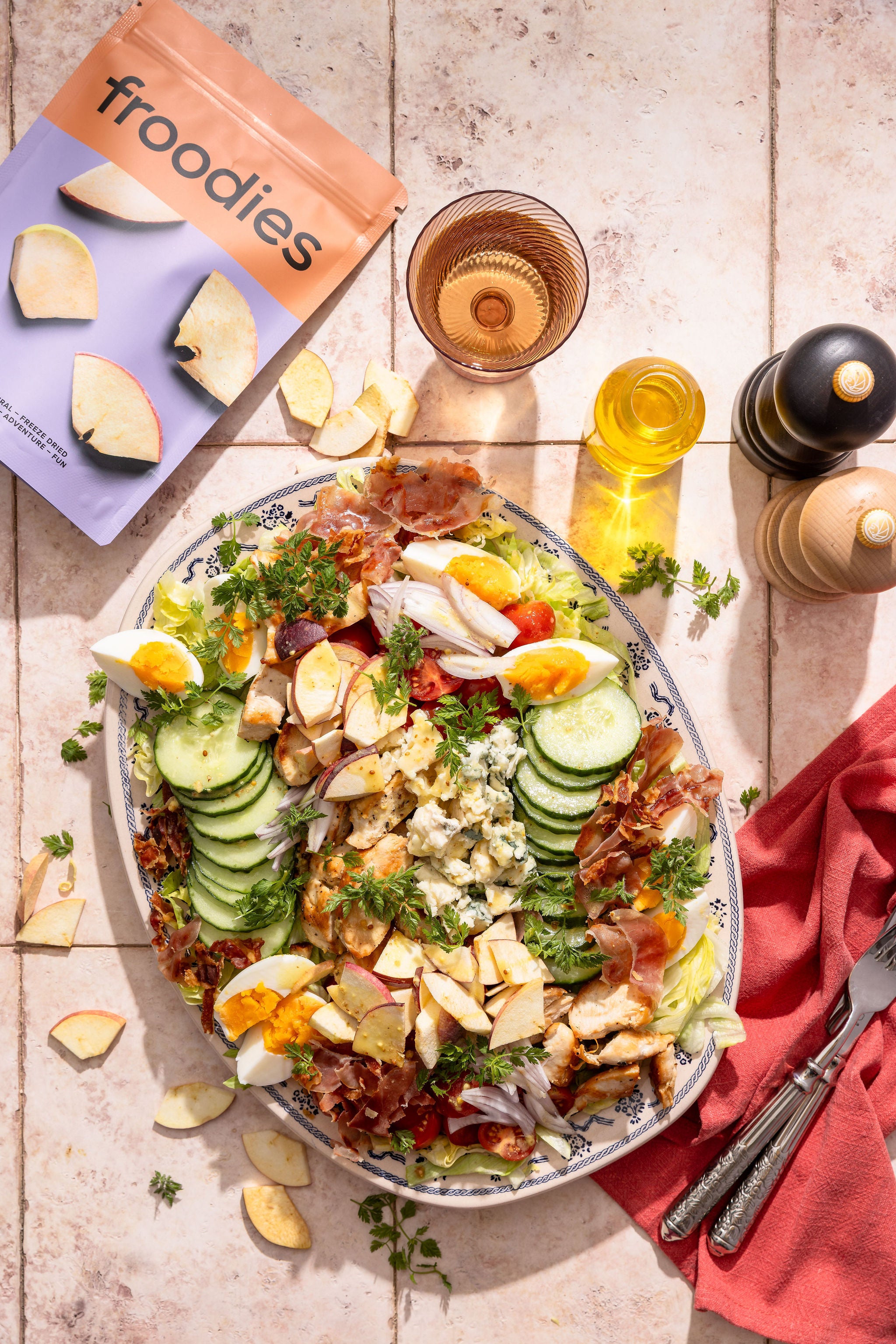 Cobb Salad with froodies freeze dried apples