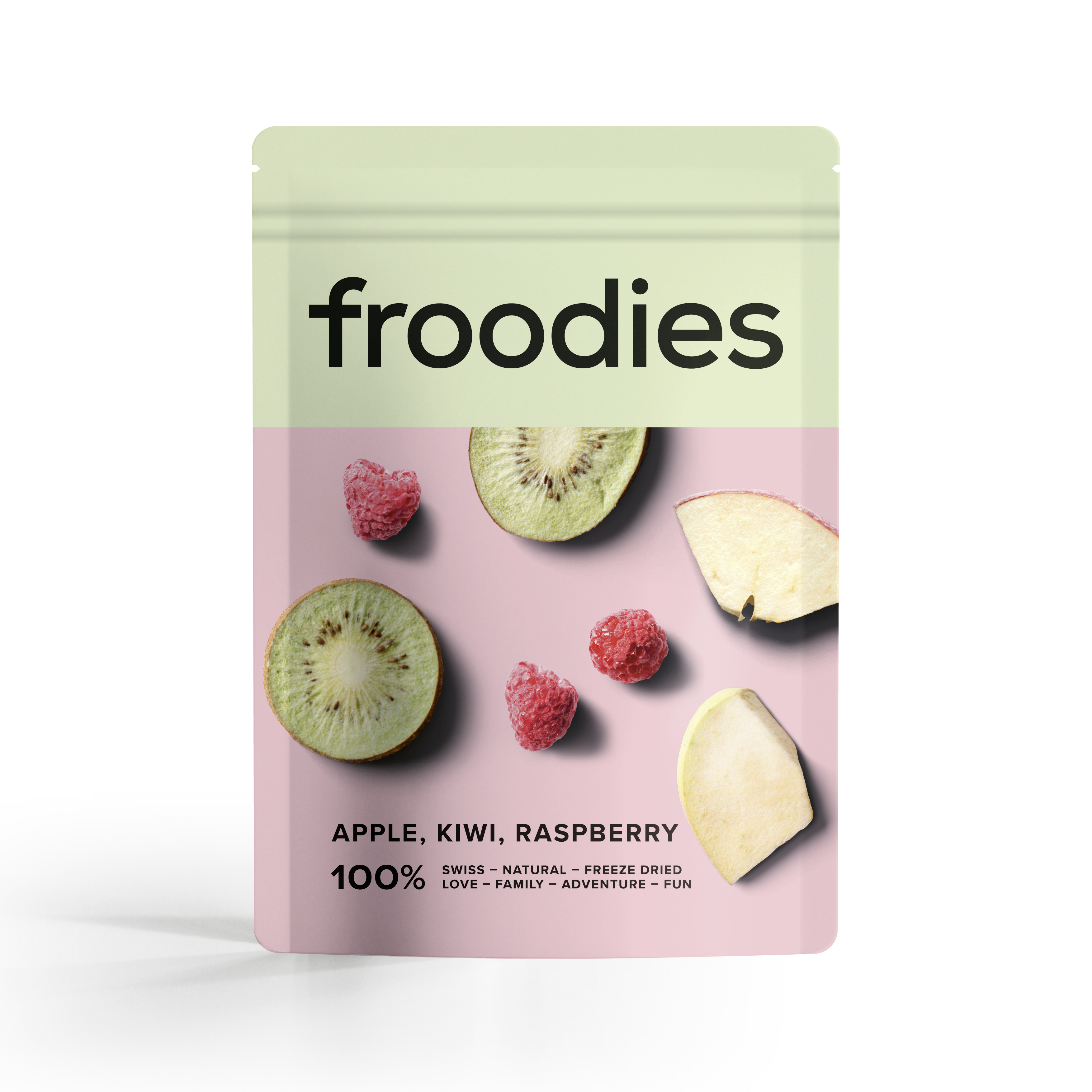 Freeze-dried Swiss Apple, Kiwi & Raspberry snack for kids & adults
