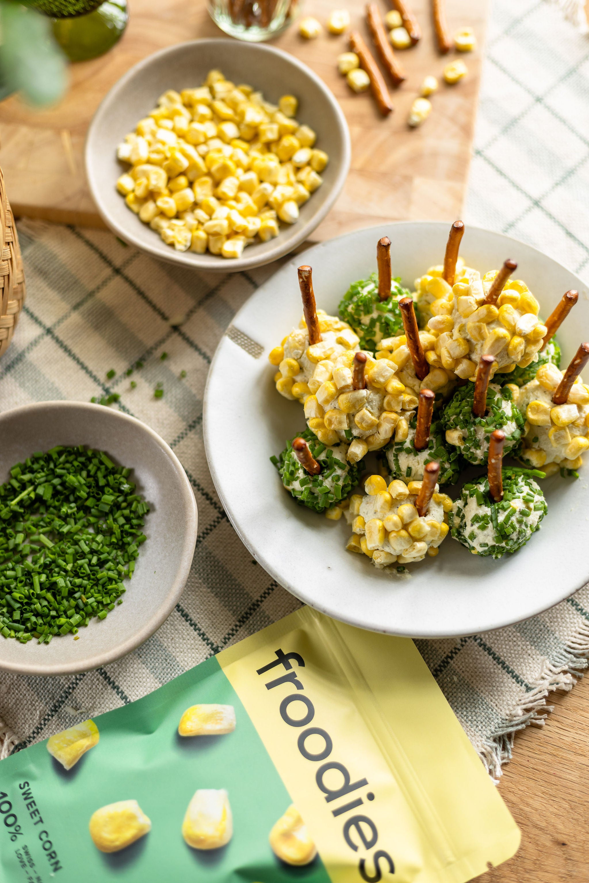 froodies freeze dried sweet corn cheese balls snacks recipe