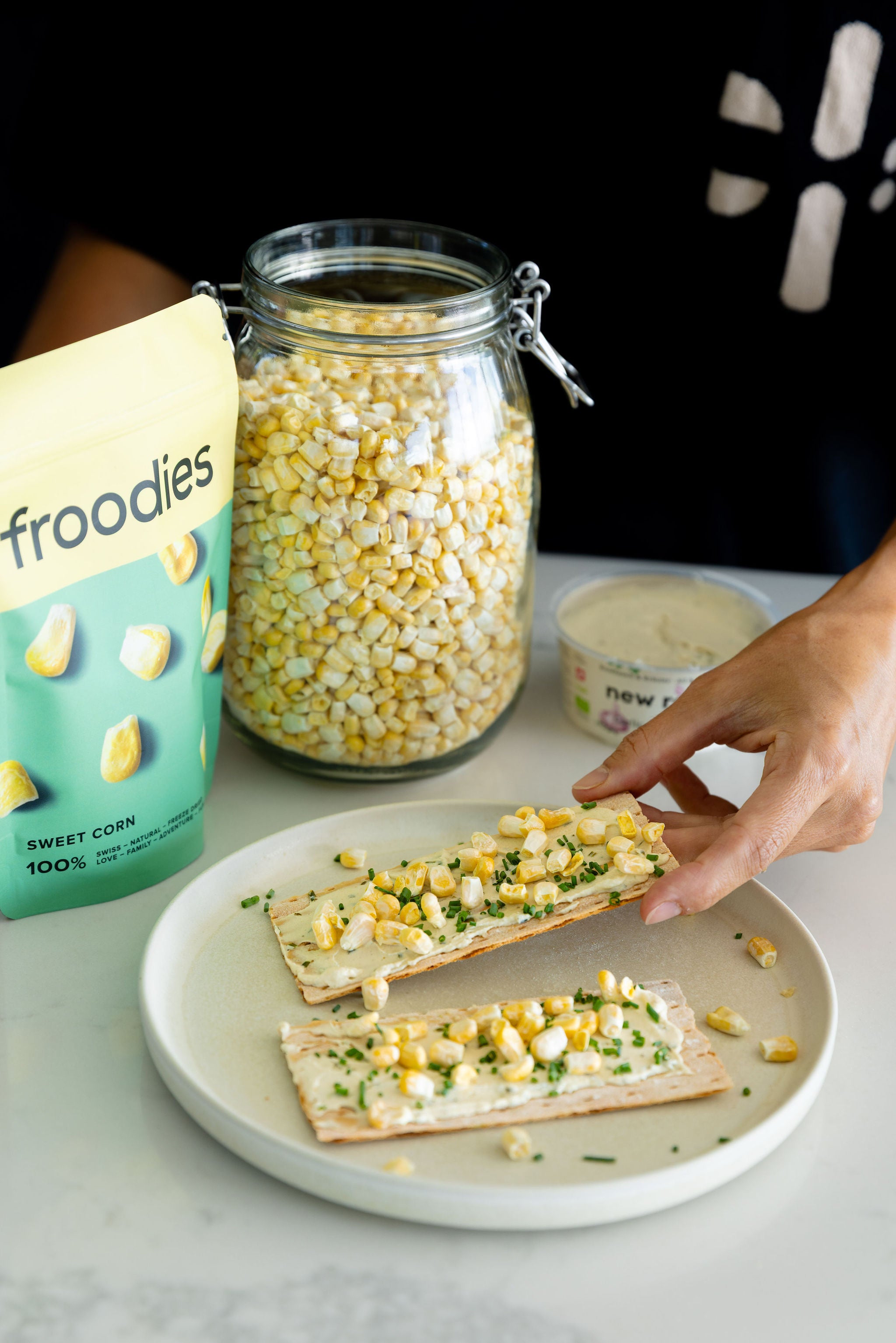 froodies sweet corn snack. - creamy and oh-so crunchy... a froodies 🌽 combo made in heaven 🌟